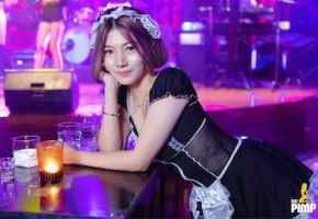 cute Thai girl in a French maid costume at The PIMP Bangkok in Thailand